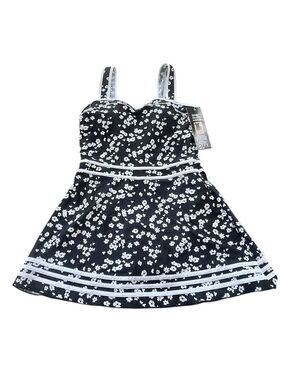 SHORE SHAPES black white floral swim dress plus size 16 NWT
